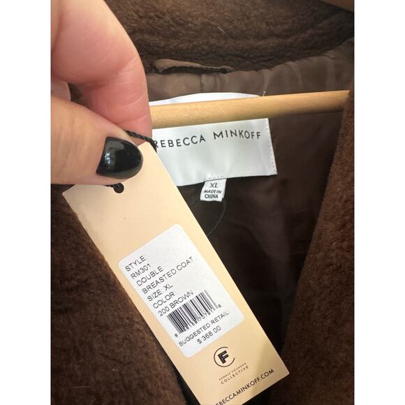 Rebecca Minkoff Double Breasted Teddy Sherpa Coat - Brown XL-NWT - Picture 5 of 7